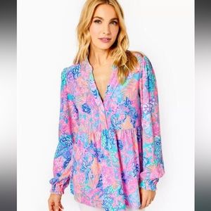 Lilly Pulitzer Winona Knit Tunic Multi Splendor In The Sand Size M